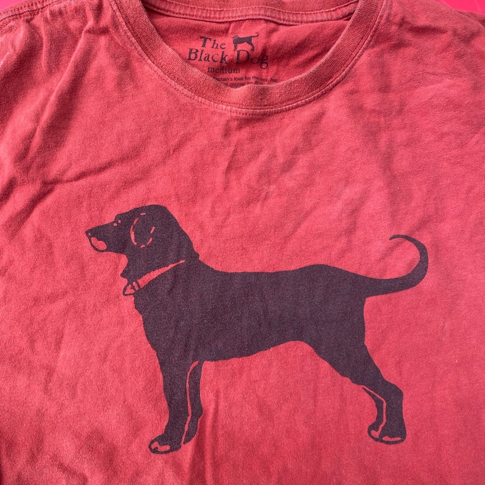 The Black Dog Red Tee with Black Silhouette